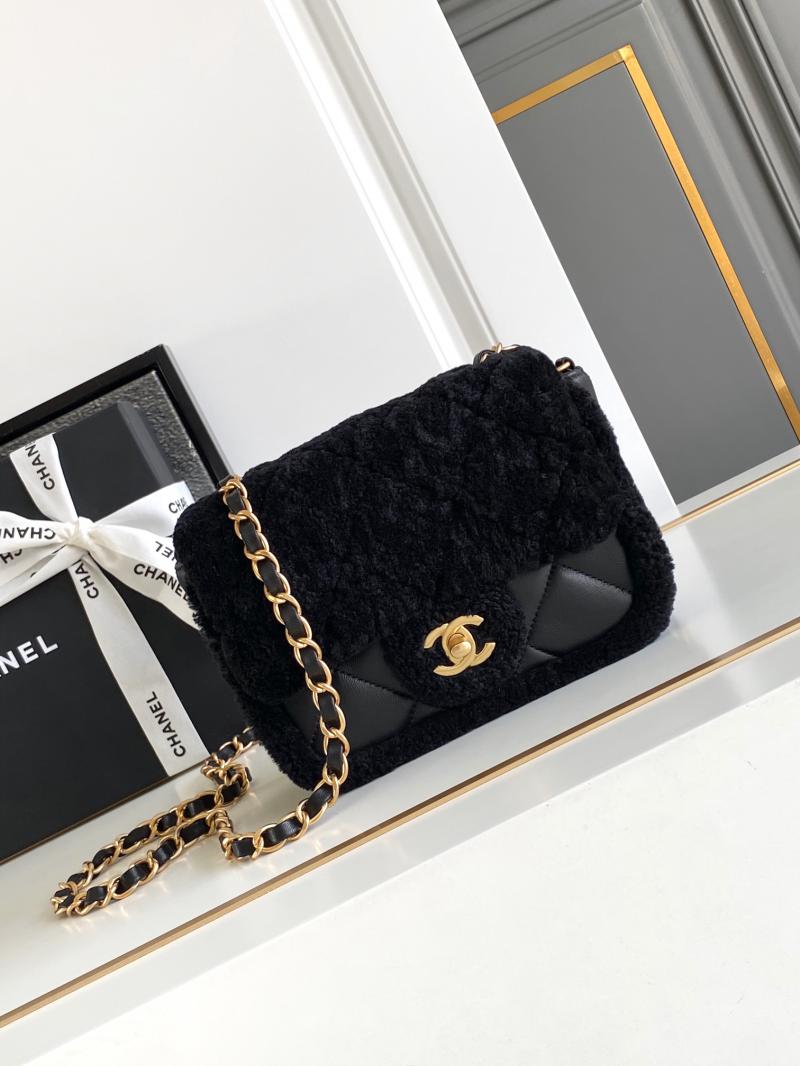 Chanel Shearling Lambskin Mini Flap Bag AS5148 Black