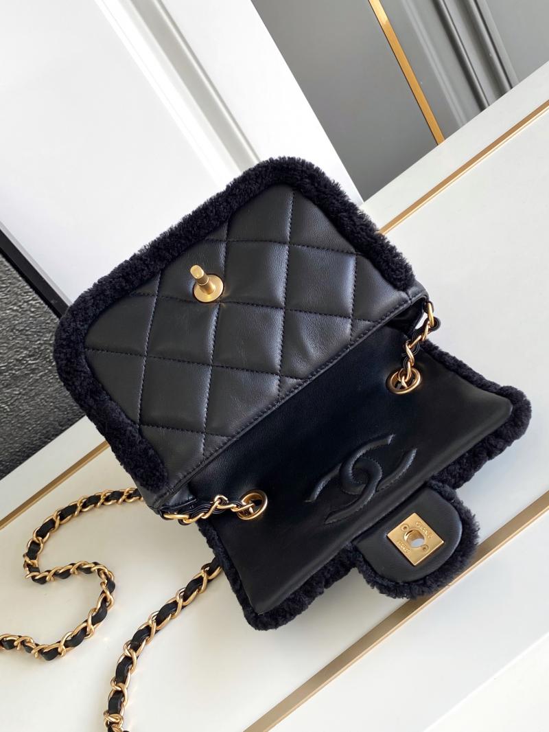 Chanel Shearling Lambskin Mini Flap Bag AS5148 Black