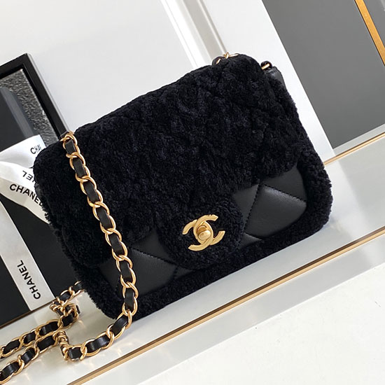 Chanel Shearling Lambskin Mini Flap Bag AS5148 Black