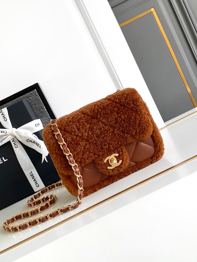 Chanel Shearling Lambskin Mini Flap Bag AS5148 Brown