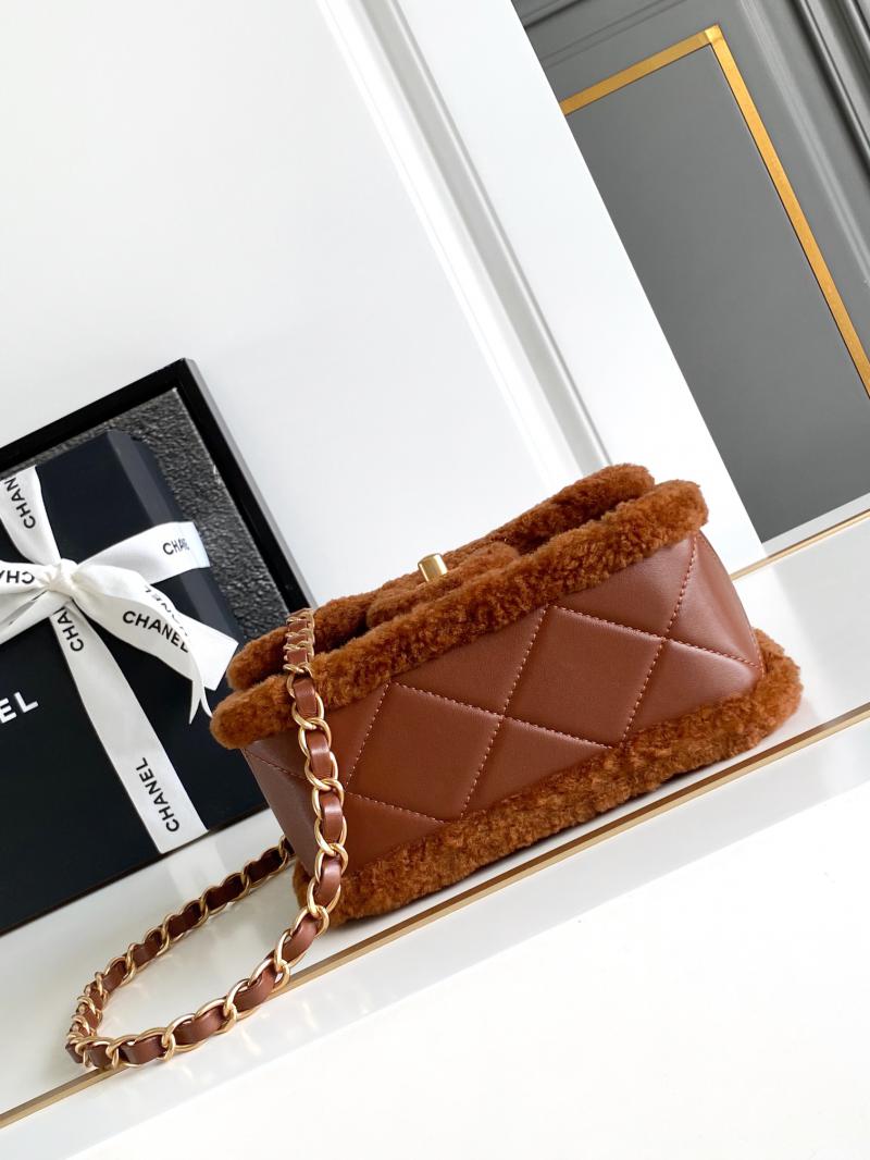 Chanel Shearling Lambskin Mini Flap Bag AS5148 Brown