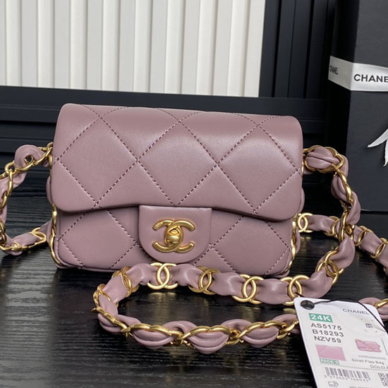 Mini Chanel Lambskin Flap Bag AS5175 Purple