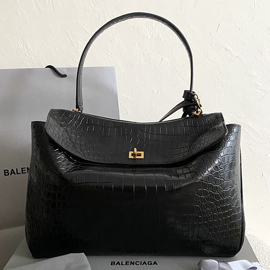 Balenciaga Rodeo Large Handbag Crocodile Embossed B789744