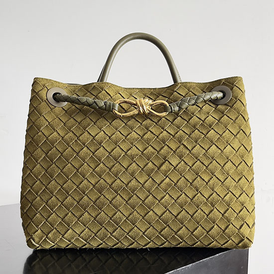 Bottega Veneta Suede Medium Andiamo Tote Bag B743572 Olive oil