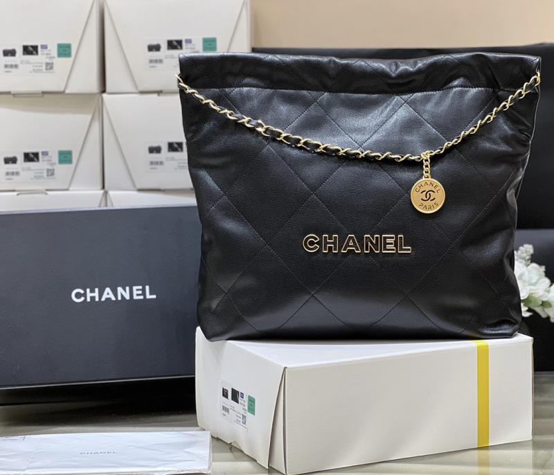 Chanel Grained Calfskin 22 Handbag AS3261 Black