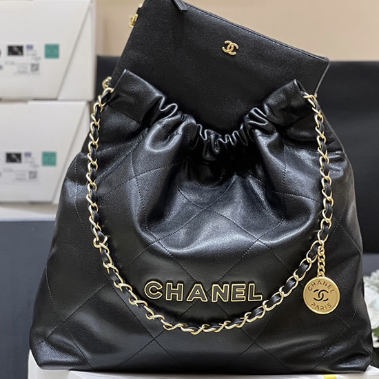 Chanel Grained Calfskin 22 Handbag AS3261 Black