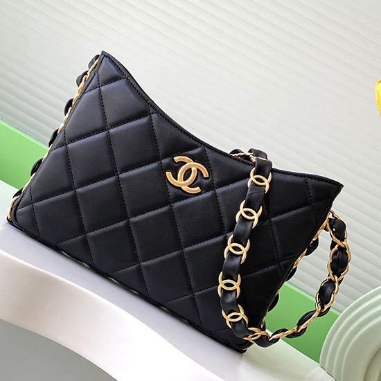 Chanel Lambskin Hobo Bag Black AS5177