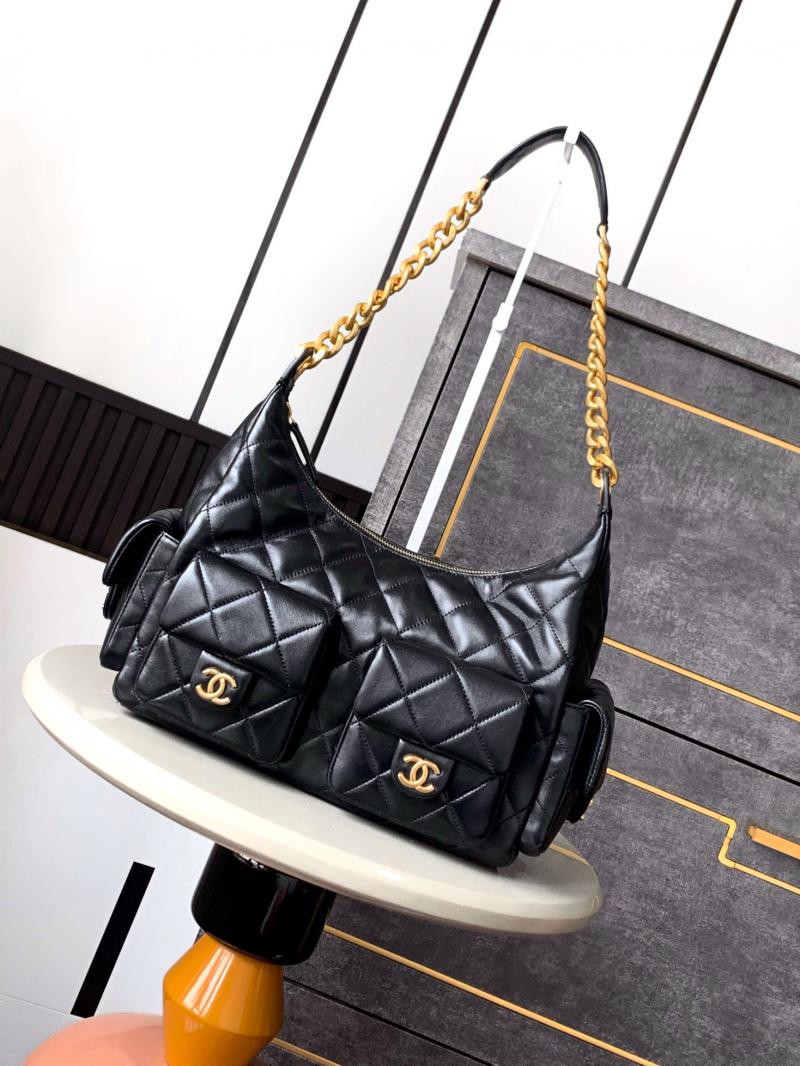 Chanel Lambskin Large Hobo Bag Black AS24251