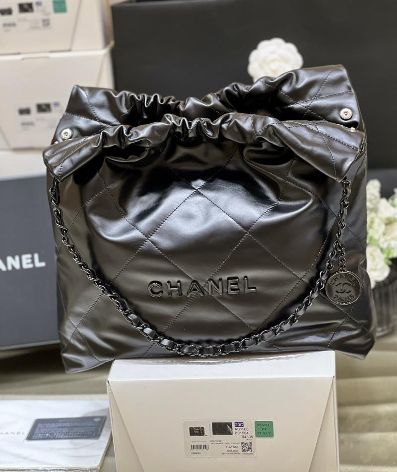 Chanel Shiny Calfskin 22 Handbag AS3261 Black