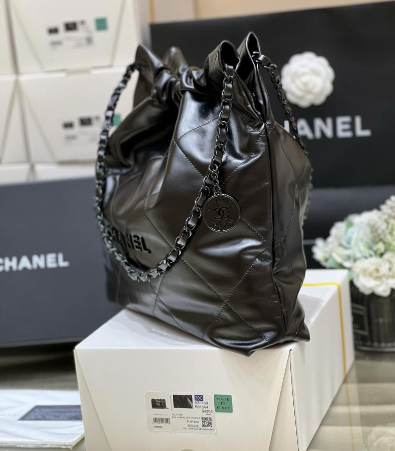 Chanel Shiny Calfskin 22 Handbag AS3261 Black