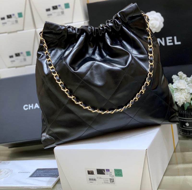 Chanel Shiny Calfskin 22 Handbag AS3261 Black