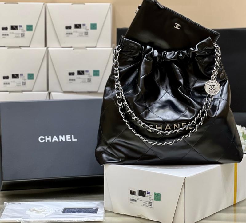 Chanel Shiny Calfskin 22 Handbag AS3261 Black