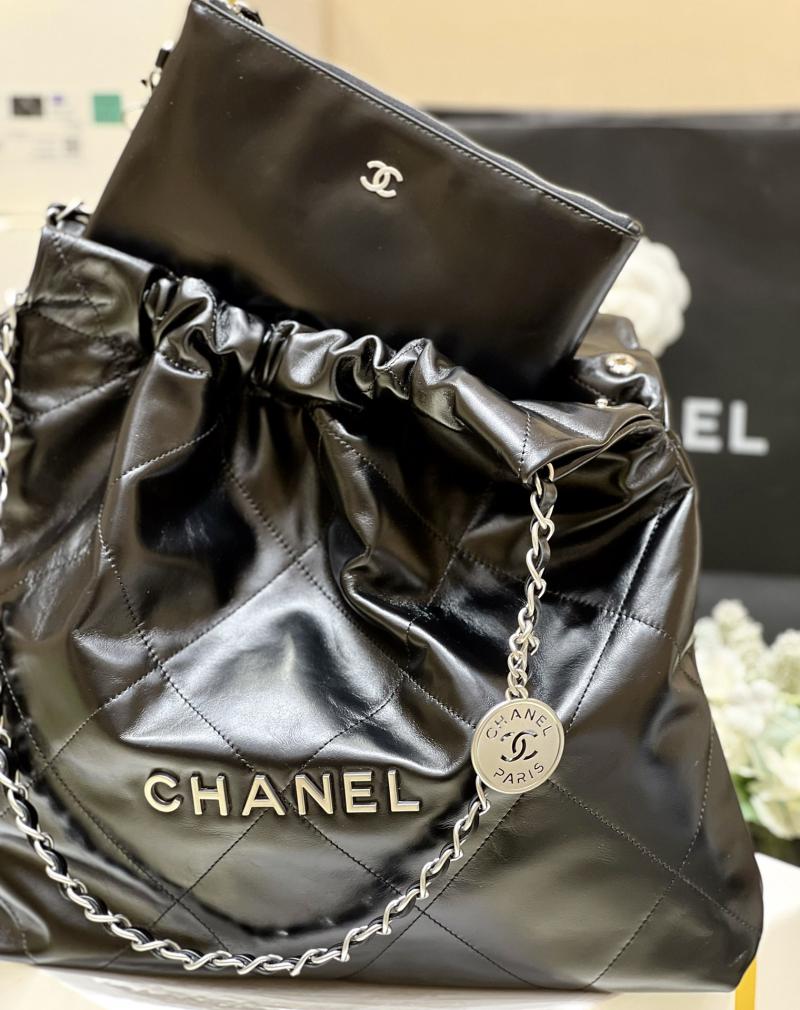 Chanel Shiny Calfskin 22 Handbag AS3261 Black