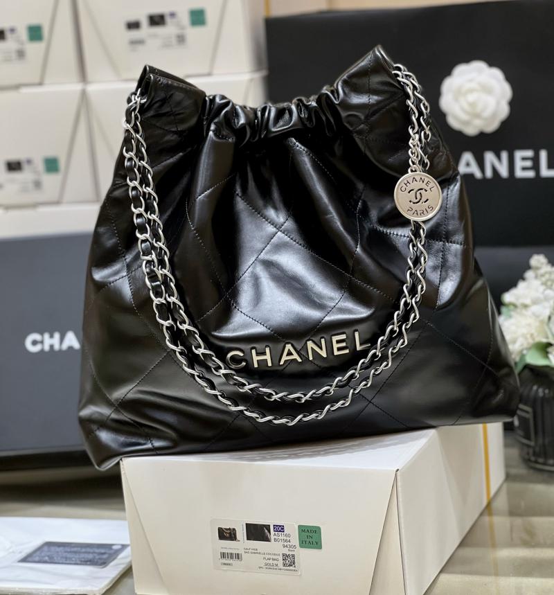 Chanel Shiny Calfskin 22 Handbag AS3261 Black