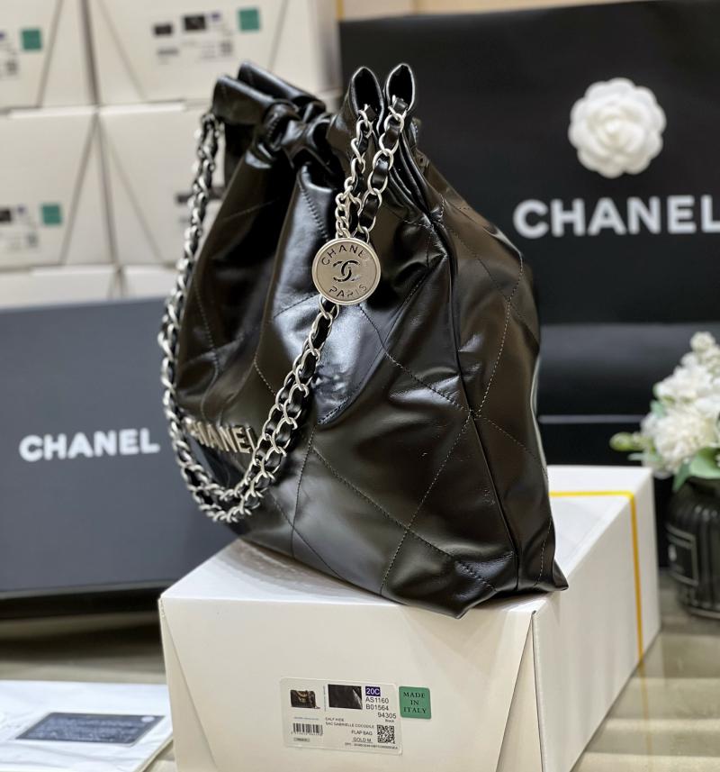 Chanel Shiny Calfskin 22 Handbag AS3261 Black