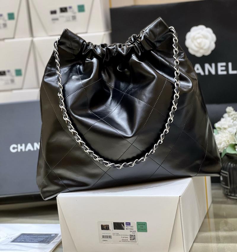 Chanel Shiny Calfskin 22 Handbag AS3261 Black