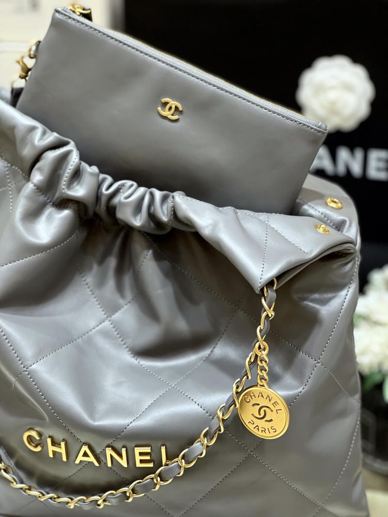 Chanel Shiny Calfskin 22 Handbag AS3261 Grey