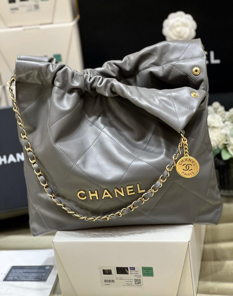 Chanel Shiny Calfskin 22 Handbag AS3261 Grey