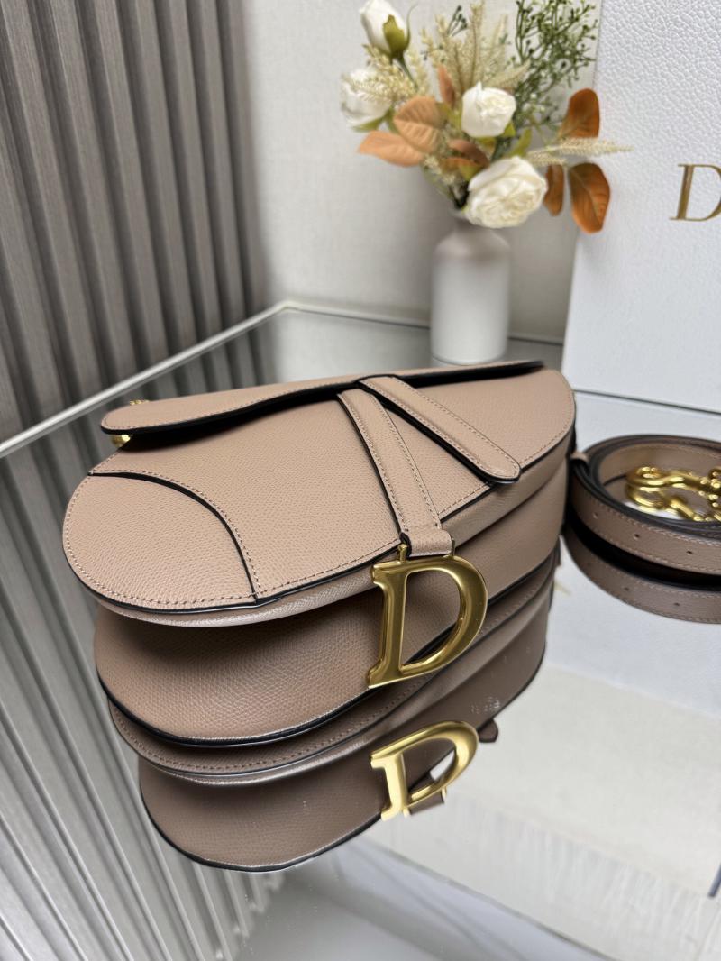 Dior Grained Calfskin Saddle Bag With Strap M0455 Beige