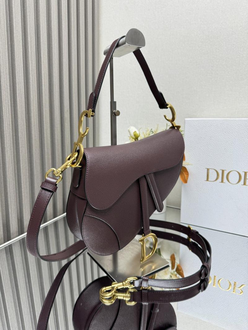 Dior Grained Calfskin Saddle Bag With Strap M0455 Dark Burgundy