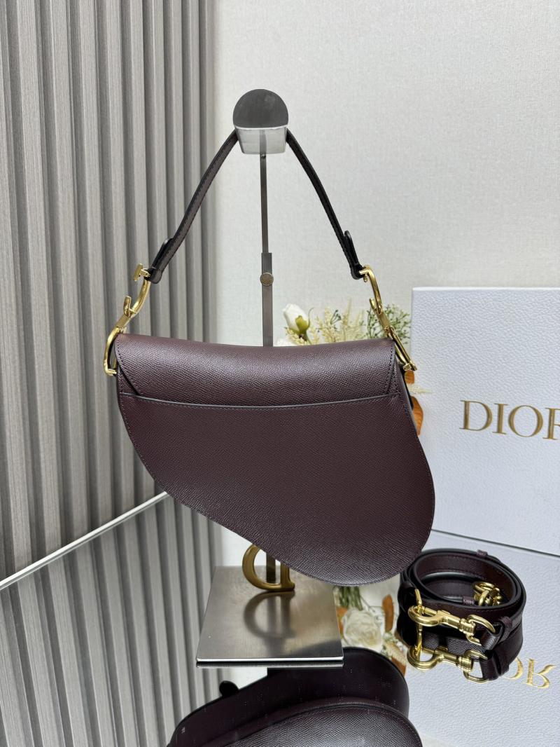 Dior Grained Calfskin Saddle Bag With Strap M0455 Dark Burgundy