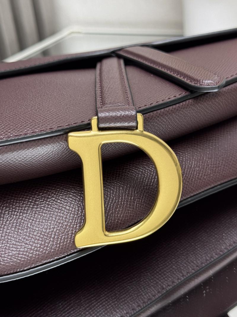 Dior Grained Calfskin Saddle Bag With Strap M0455 Dark Burgundy