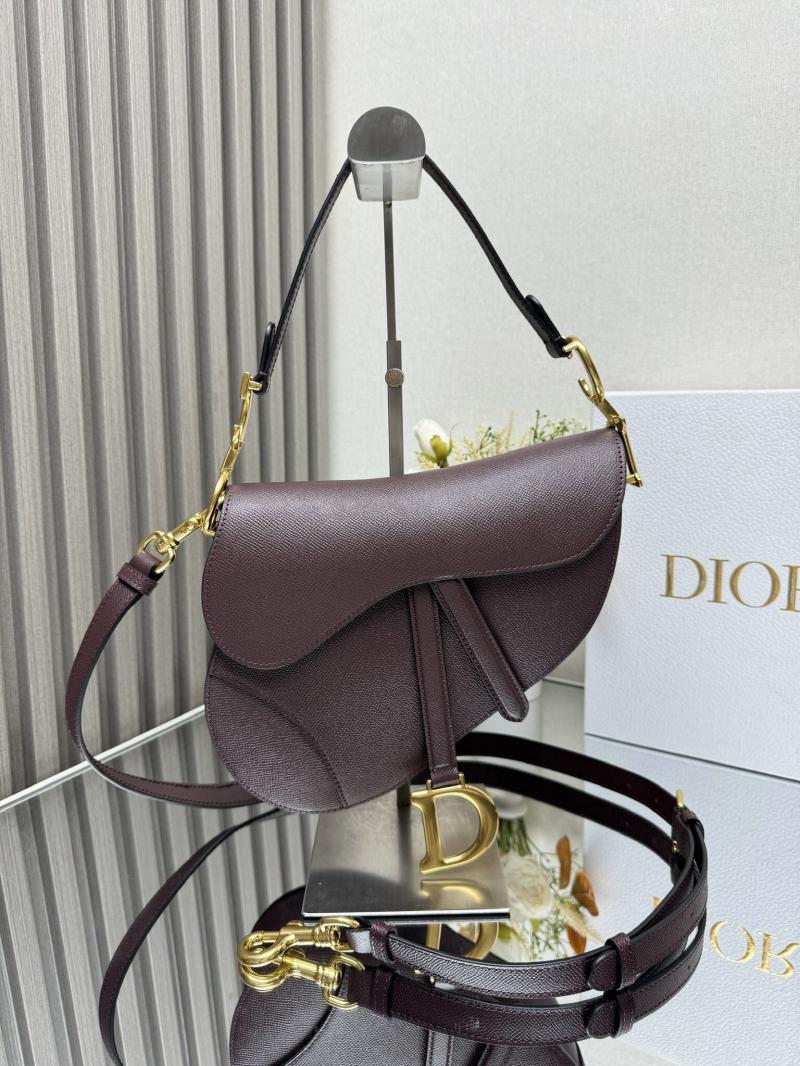 Dior Grained Calfskin Saddle Bag With Strap M0455 Dark Burgundy