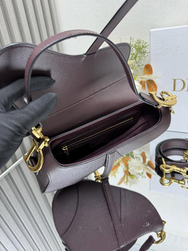 Dior Grained Calfskin Saddle Bag With Strap M0455 Dark Burgundy