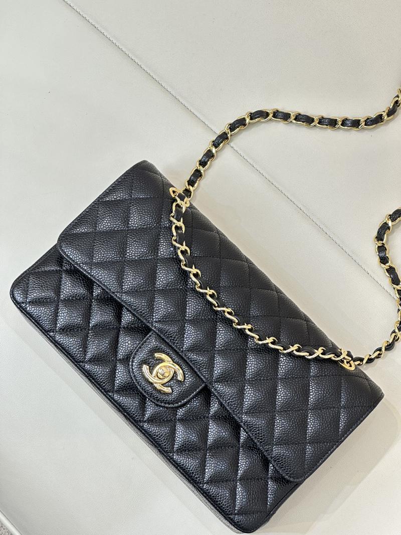 Medium Chanel Caviar Flap Bag A01112 Black with Gold