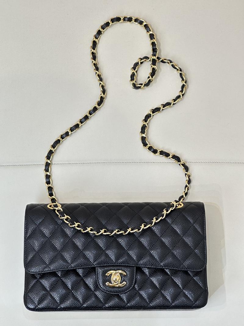 Medium Chanel Caviar Flap Bag A01112 Black with Gold