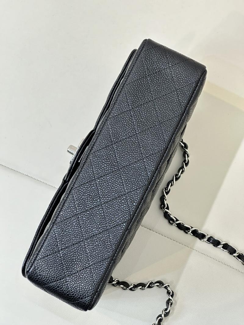 Medium Chanel Caviar Flap Bag A01112 Black with Silver