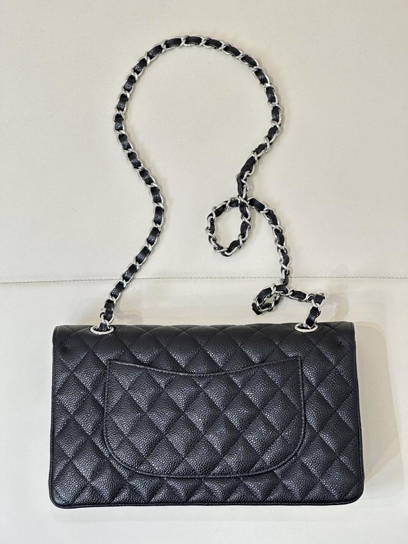 Medium Chanel Caviar Flap Bag A01112 Black with Silver