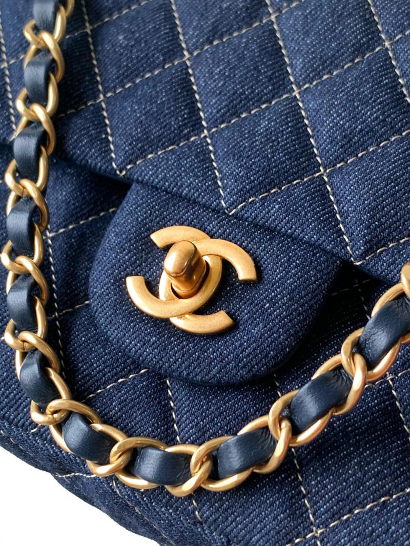 Medium Chanel Denim Flap Bag Blue A01112