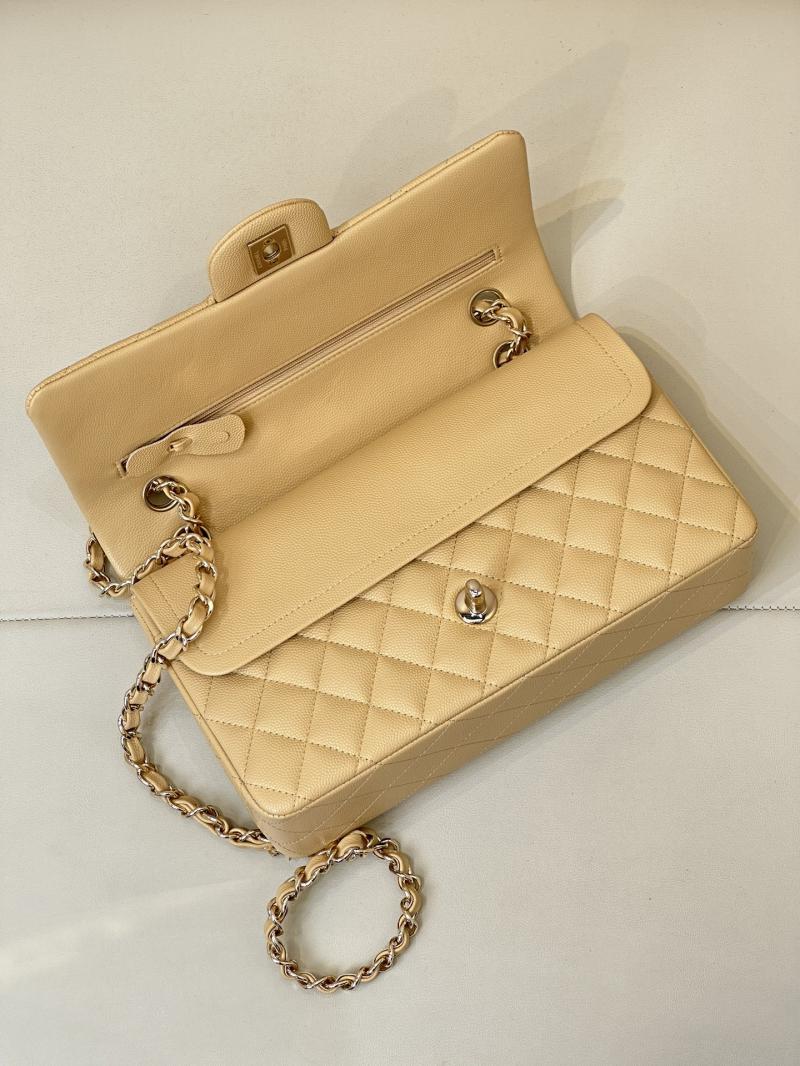 Medium Chanel Grained Calfskin Flap Bag Beige A01112