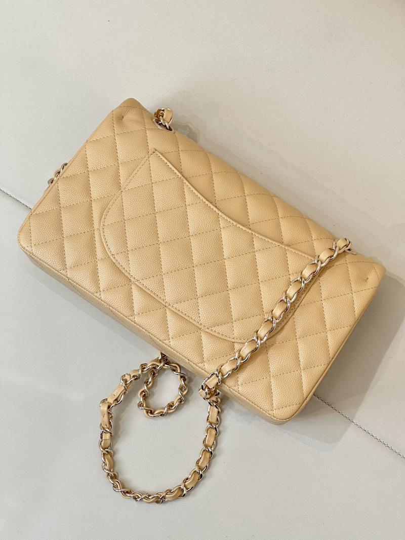 Medium Chanel Grained Calfskin Flap Bag Beige A01112