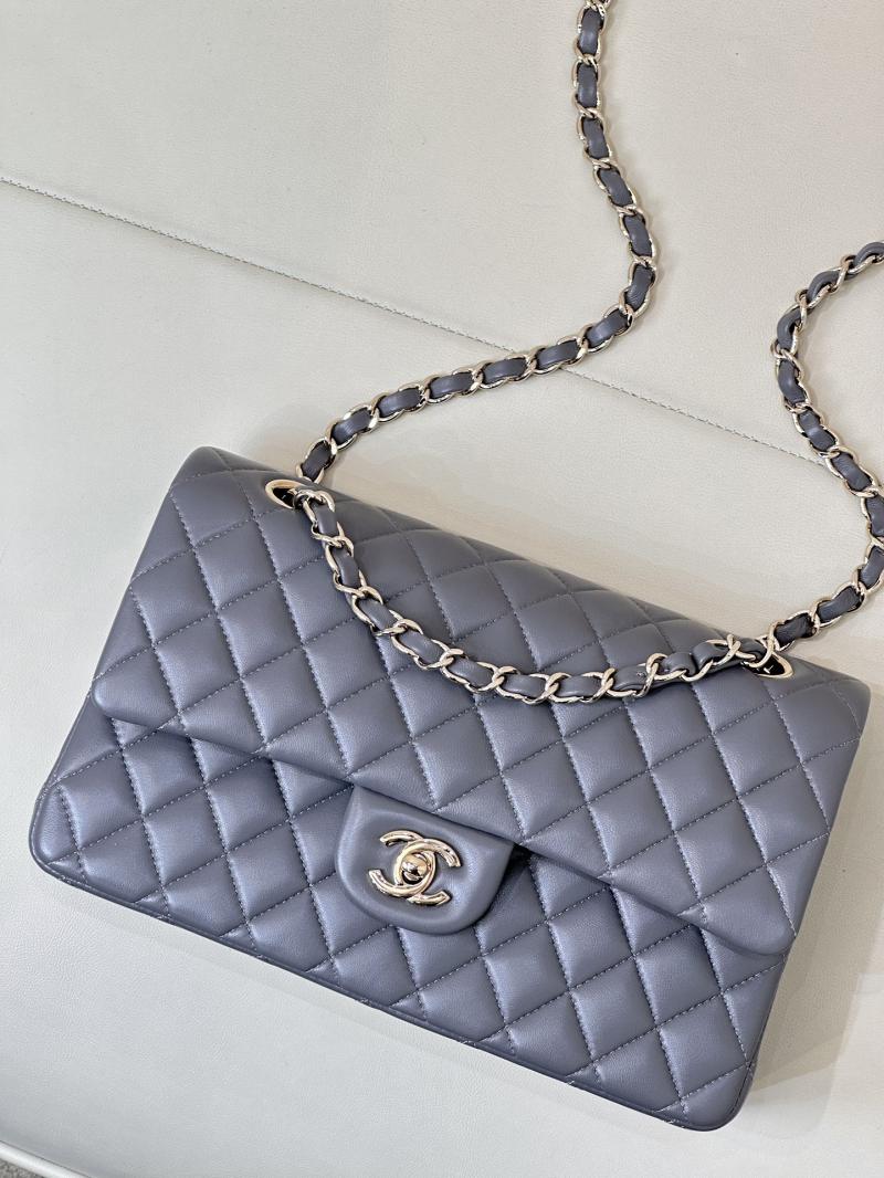 Medium Chanel Lambskin Flap Bag A01112 Grey