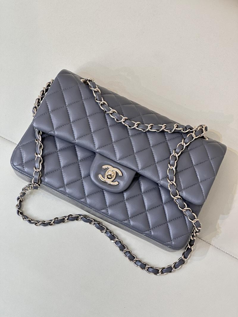 Medium Chanel Lambskin Flap Bag A01112 Grey