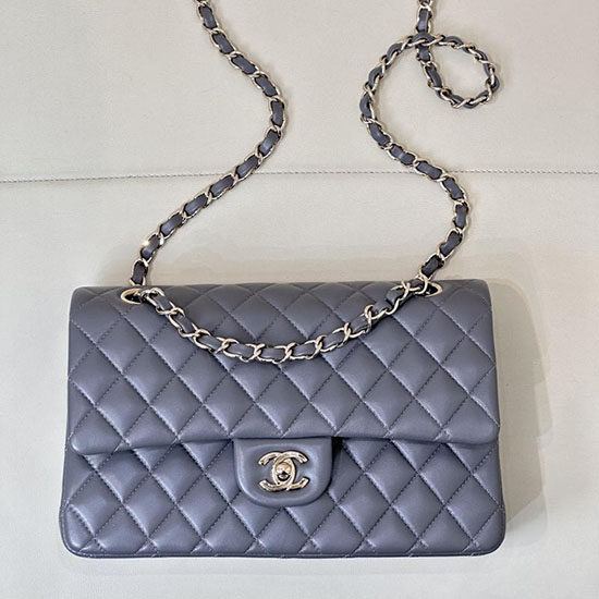 Medium Chanel Lambskin Flap Bag A01112 Grey