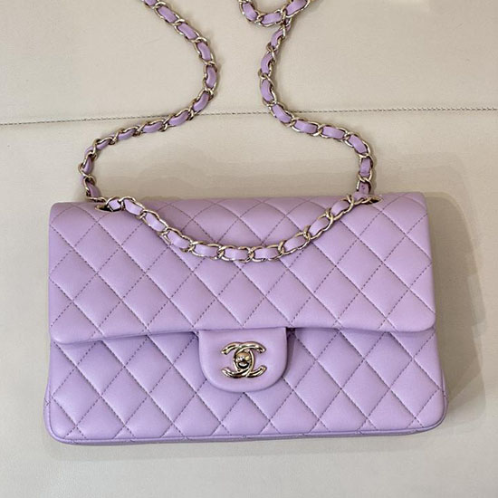 Medium Chanel Lambskin Flap Bag A01112 Purple