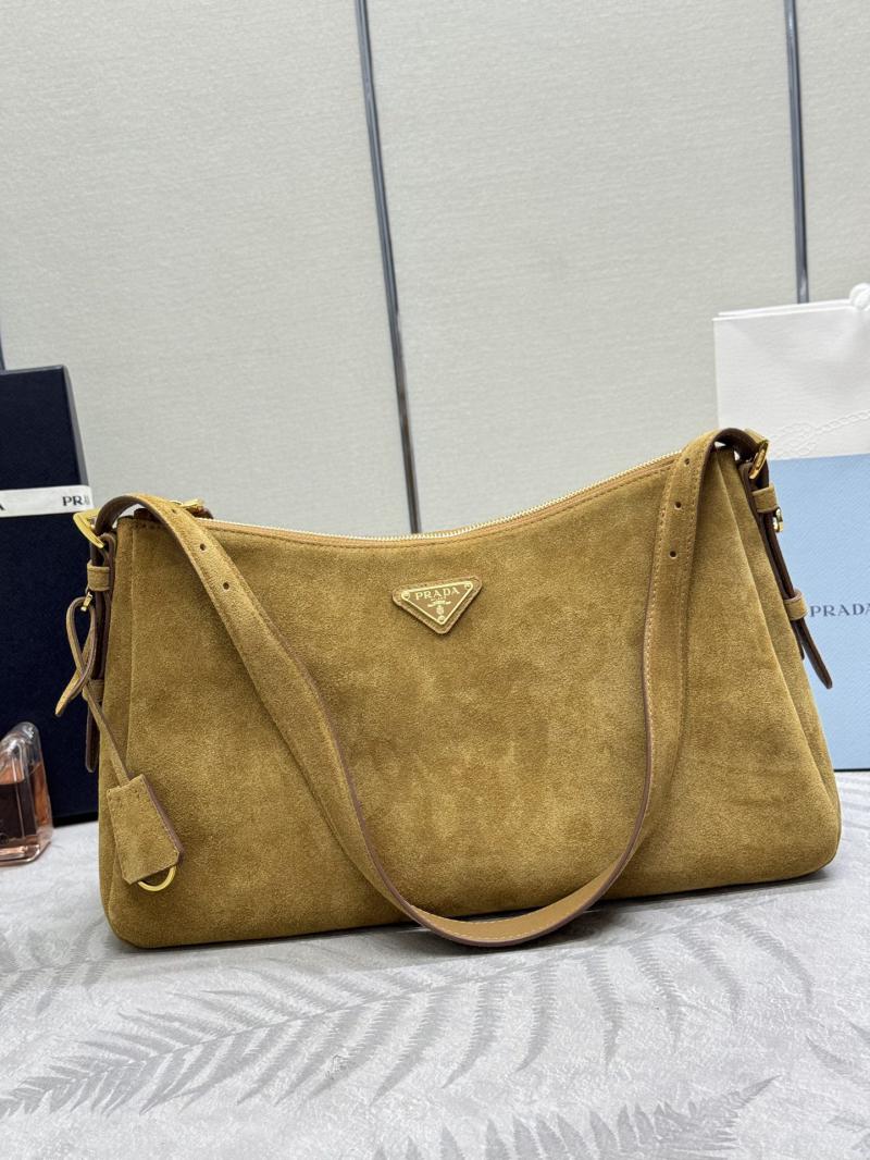 Prada Aimee large Suede shoulder bag 1BC228 Beige