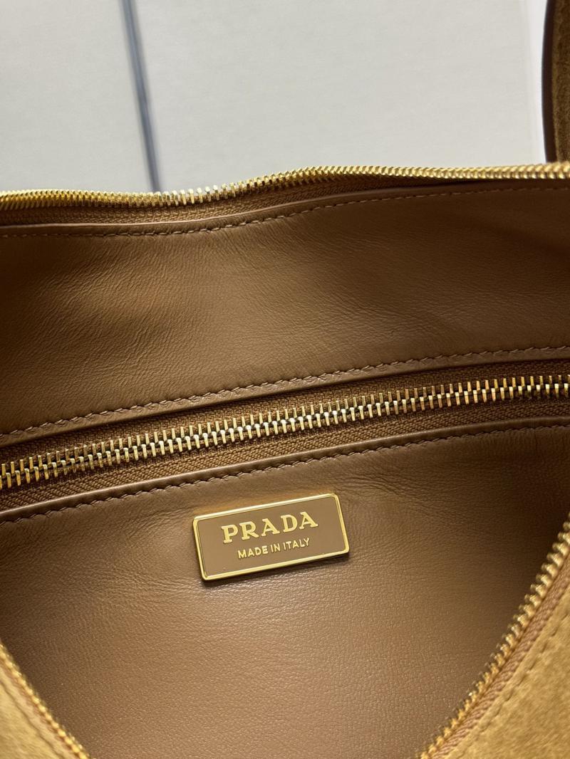 Prada Aimee large Suede shoulder bag 1BC228 Beige