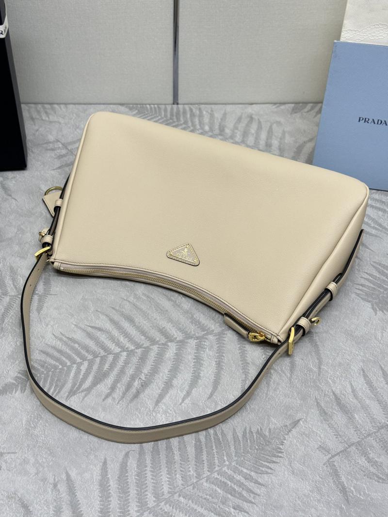 Prada Aimee large leather shoulder bag 1BC228 Beige