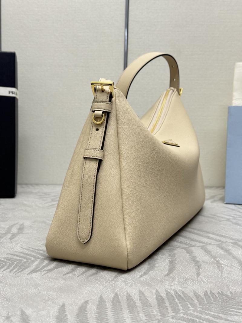 Prada Aimee large leather shoulder bag 1BC228 Beige