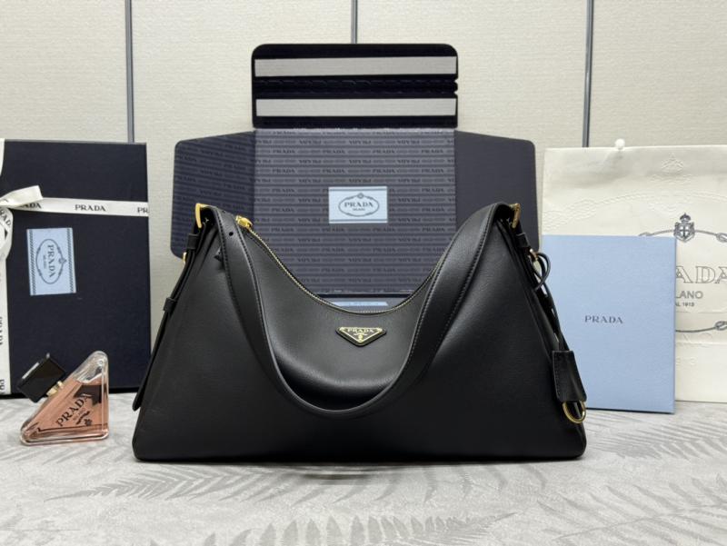 Prada Aimee large leather shoulder bag 1BC228 Black