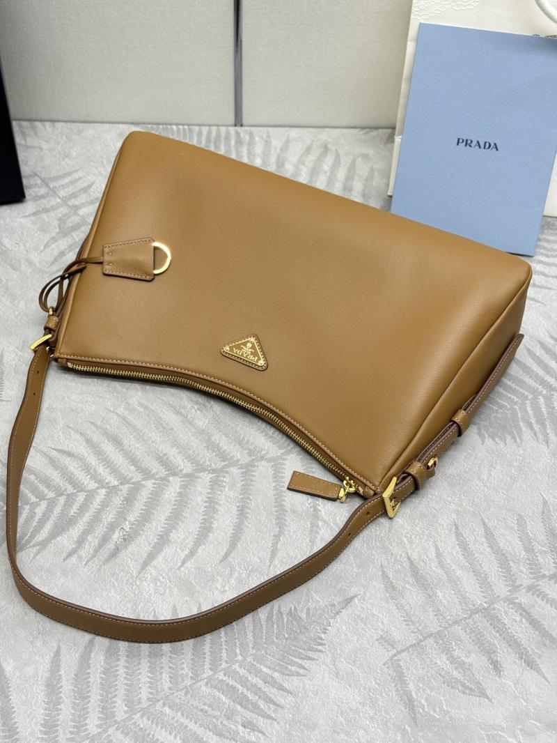 Prada Aimee large leather shoulder bag 1BC228 Caramel