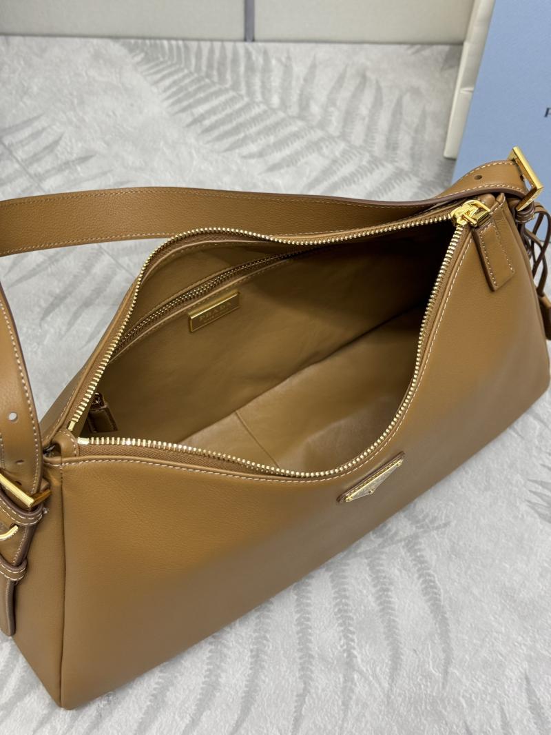 Prada Aimee large leather shoulder bag 1BC228 Caramel