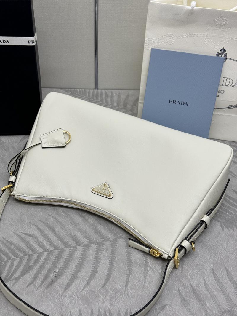 Prada Aimee large leather shoulder bag 1BC228 White