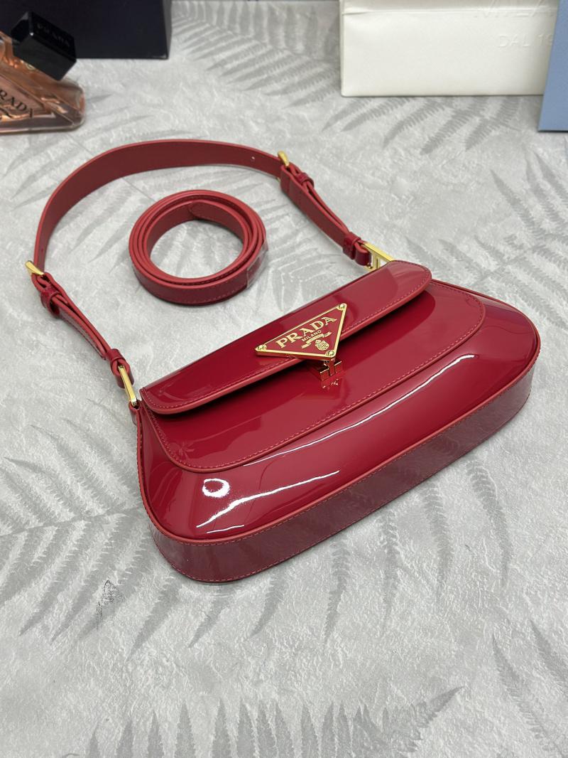 Prada Brushed Leather Shoulder Bag Red 1BD345