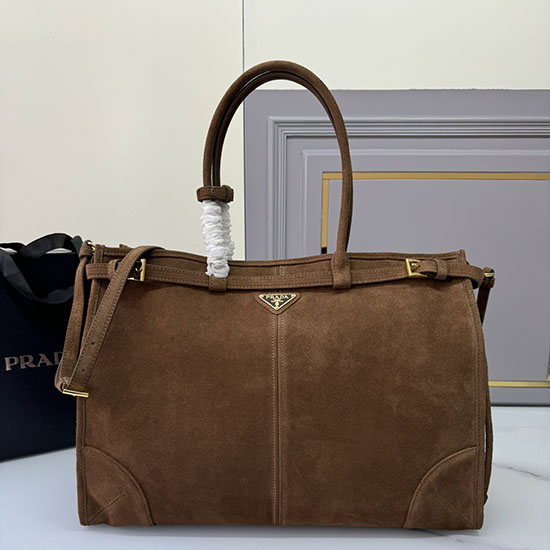 Prada Extra Large suede handbag Brown 1BA439