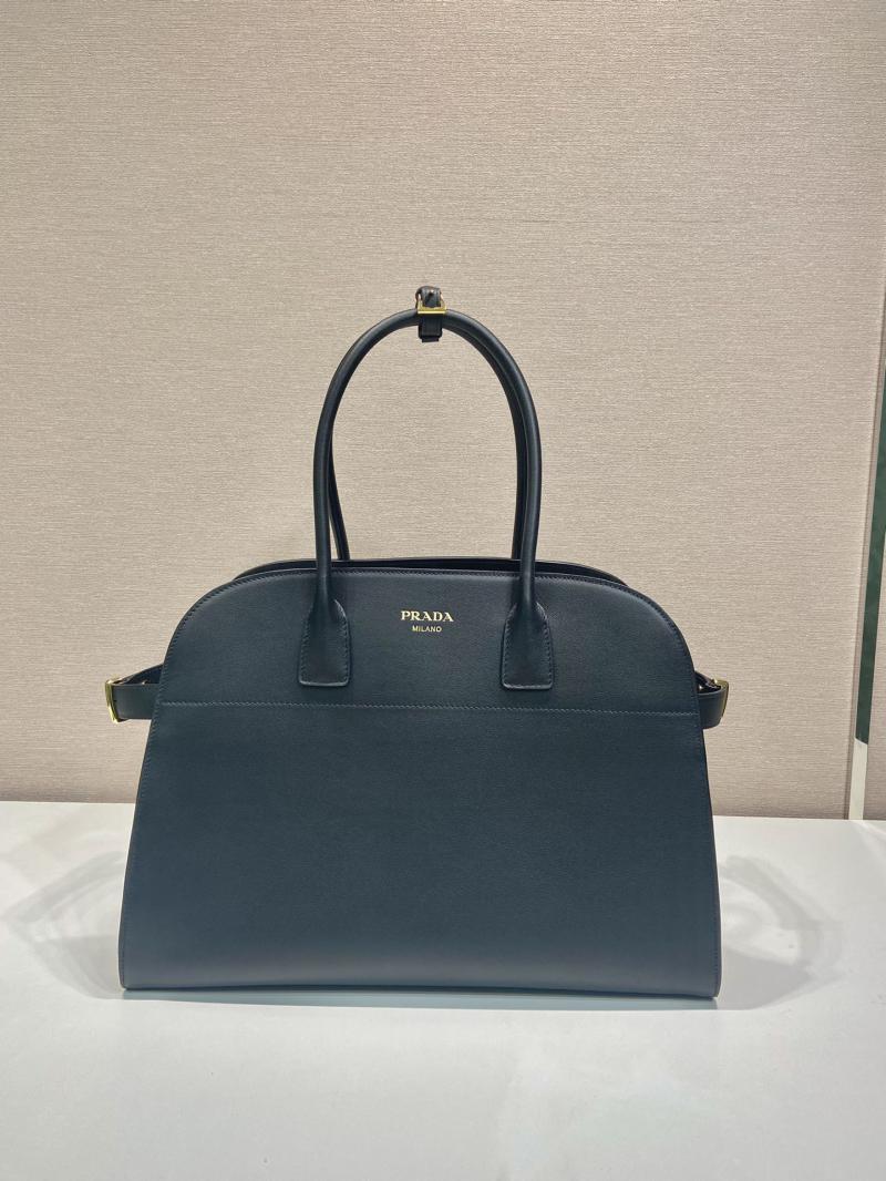 Prada Large leather tote bag with buckles 1BG508 Black